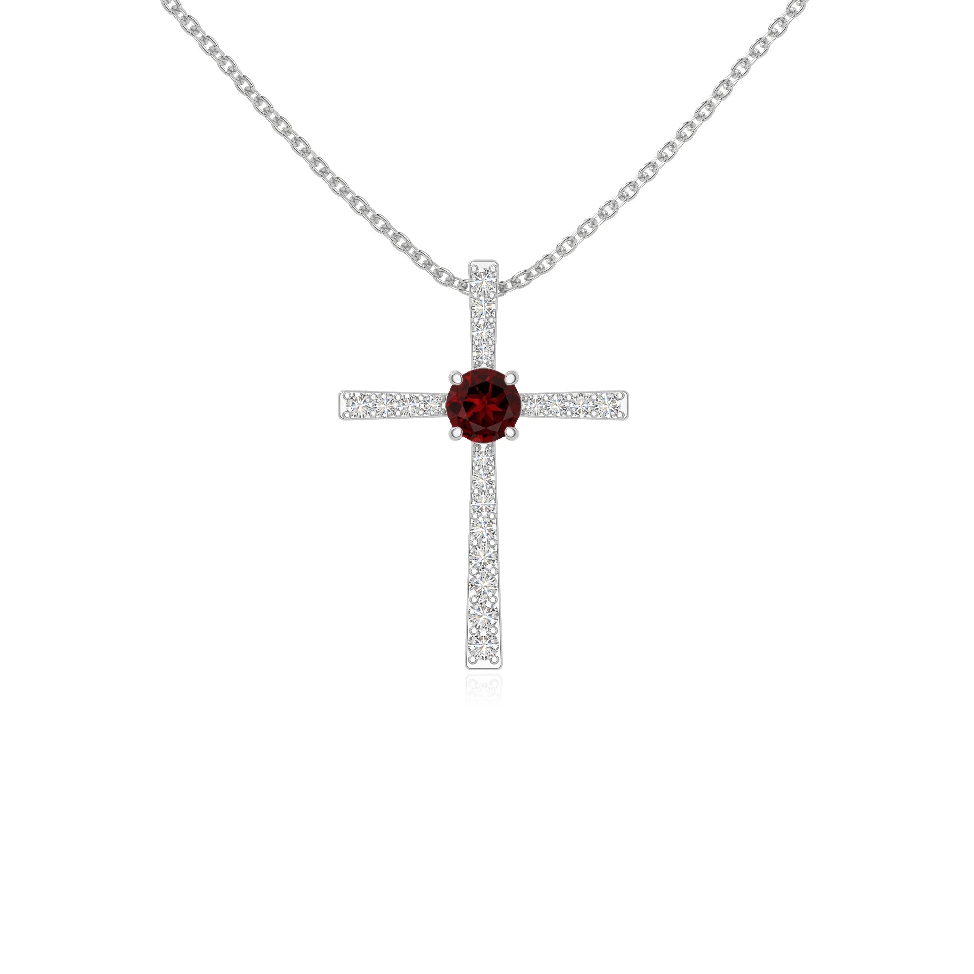 natural garnet cross necklaces in sterling silver 