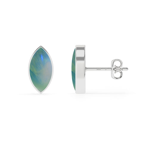 natural green moonstone marquise shape stud earrings