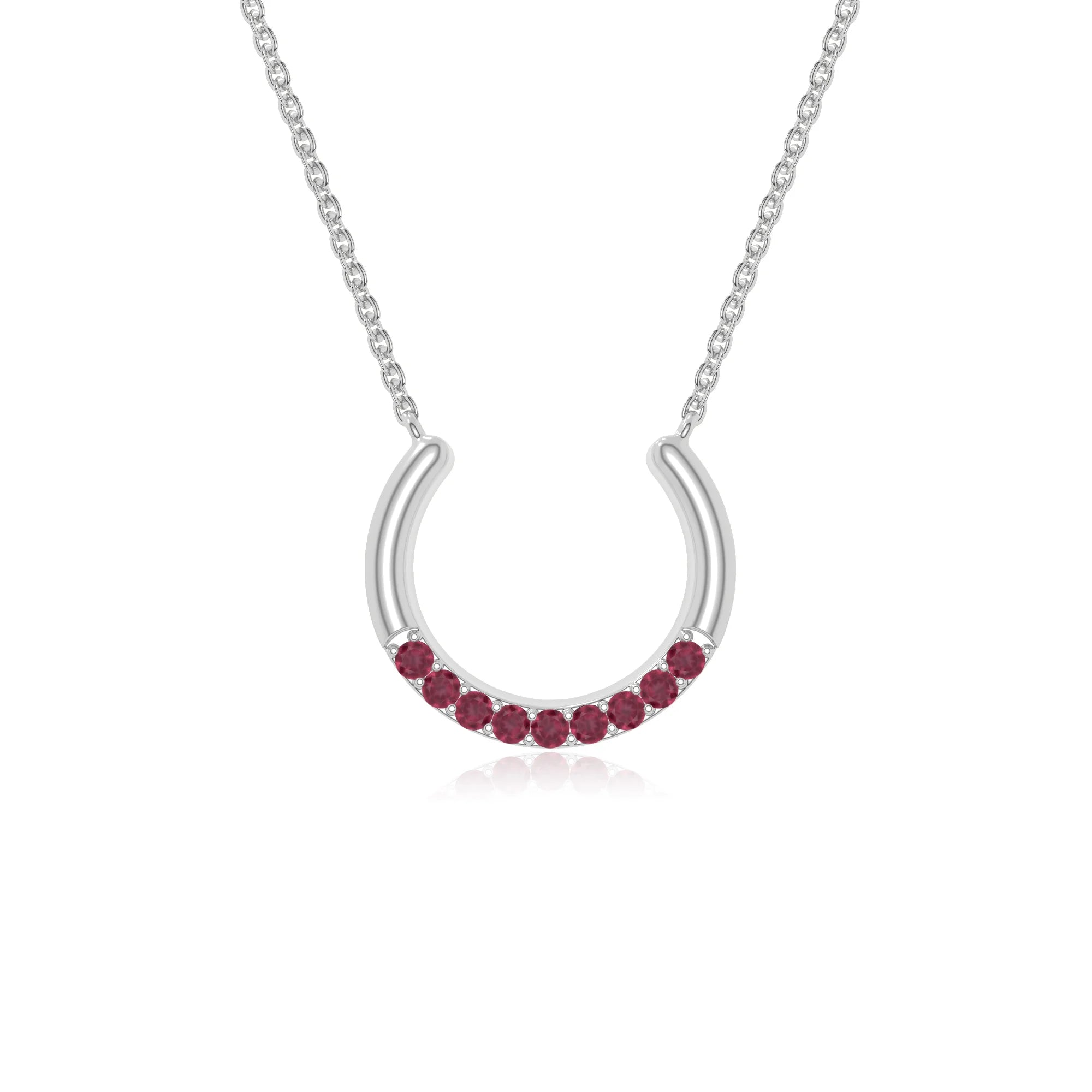 natural ruby horse shoe necklaces in sterling silver 