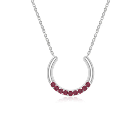 natural ruby horse shoe necklaces in sterling silver 