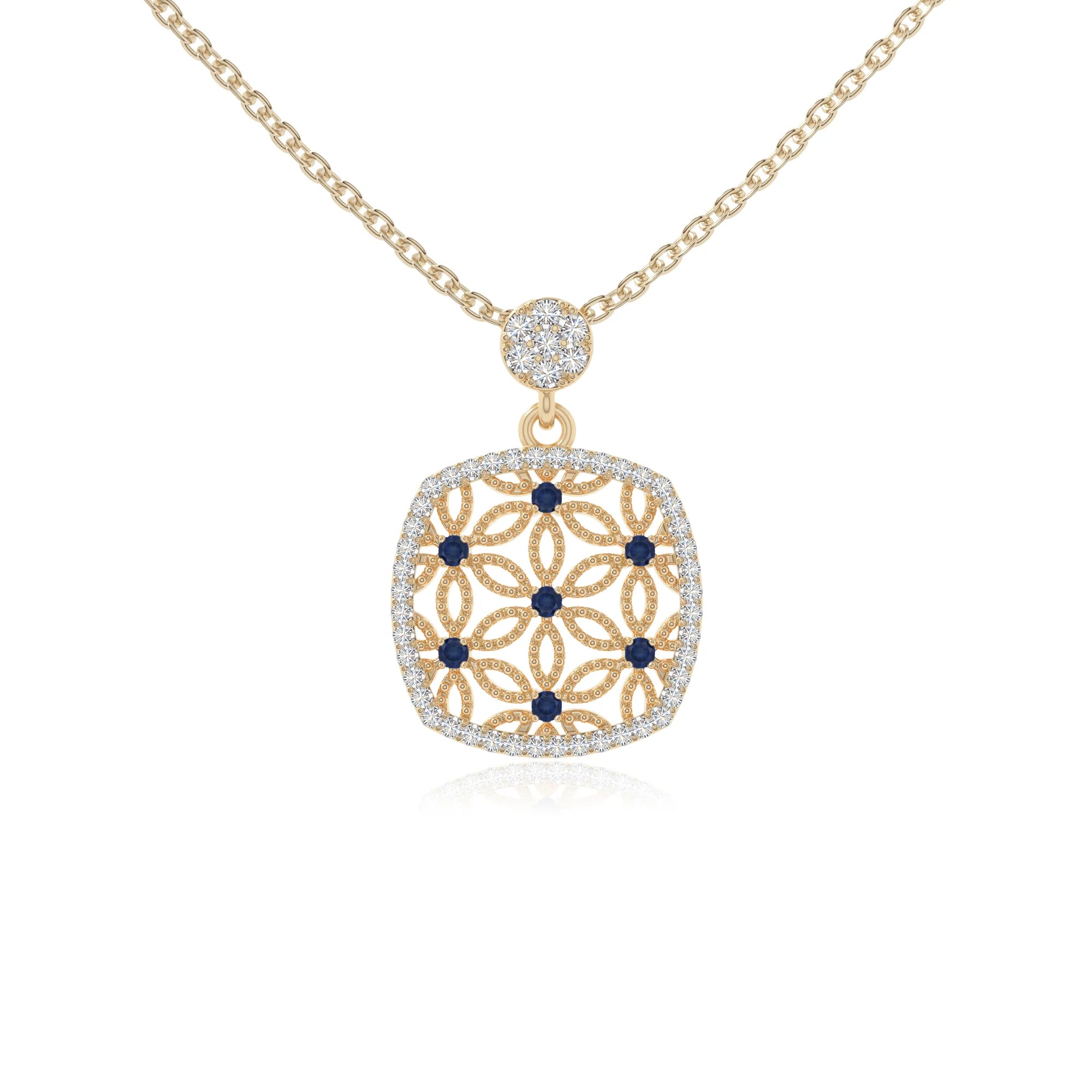 natural blue-sapphire infinity love knot necklaces in yellow gold vermeil 