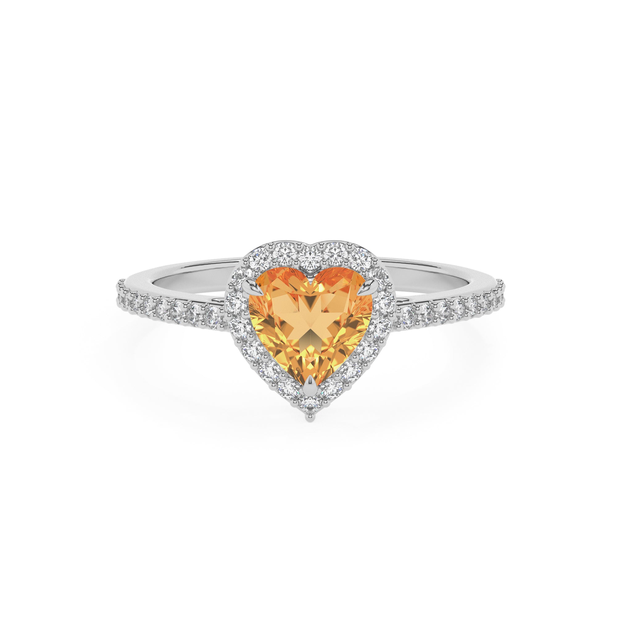 lab-grown citrine heart half eterity halo solitaire engagement ring