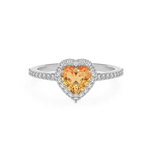 lab-grown citrine heart half eterity halo solitaire engagement ring