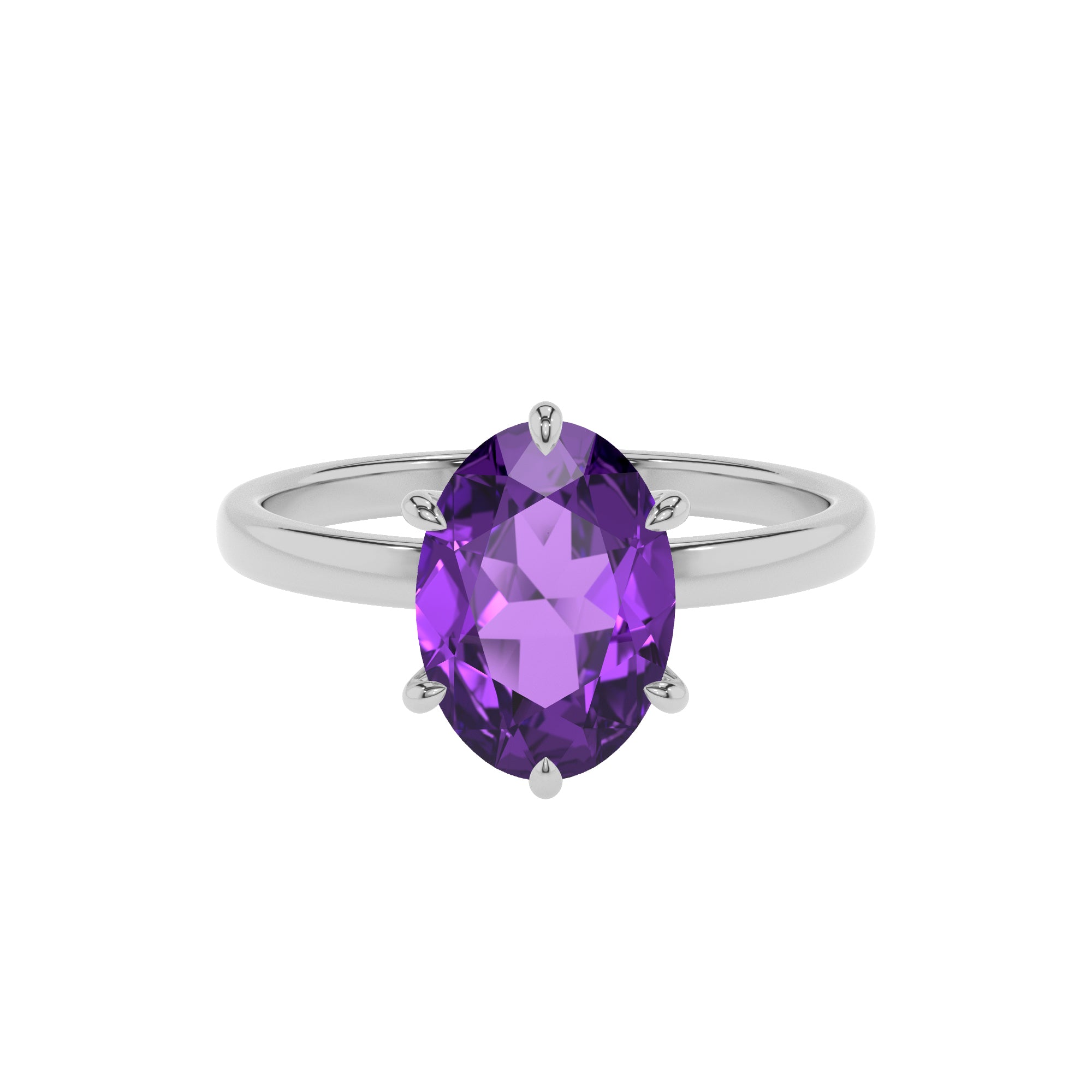 lab grown amethyst oval solitaire engagement ring