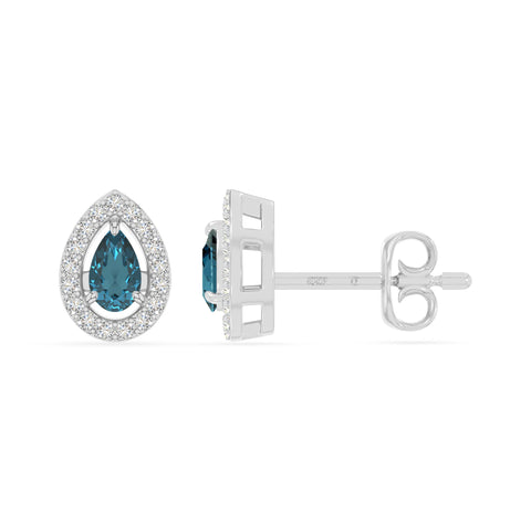 natural london-blue-topaz halo stud earrings in sterling silver 