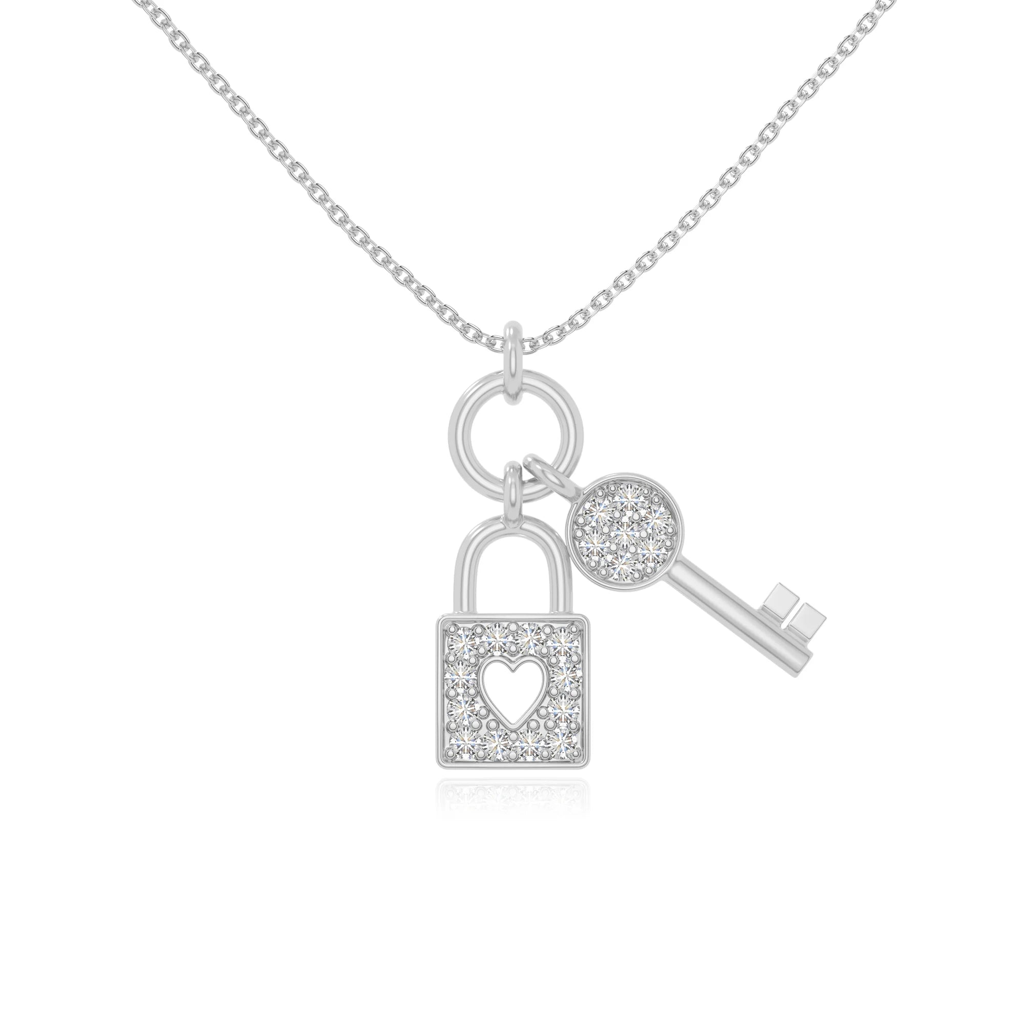 moissanite lock & key necklaces in sterling silver 