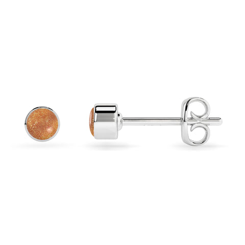 natural sunstone round shape stud earrings