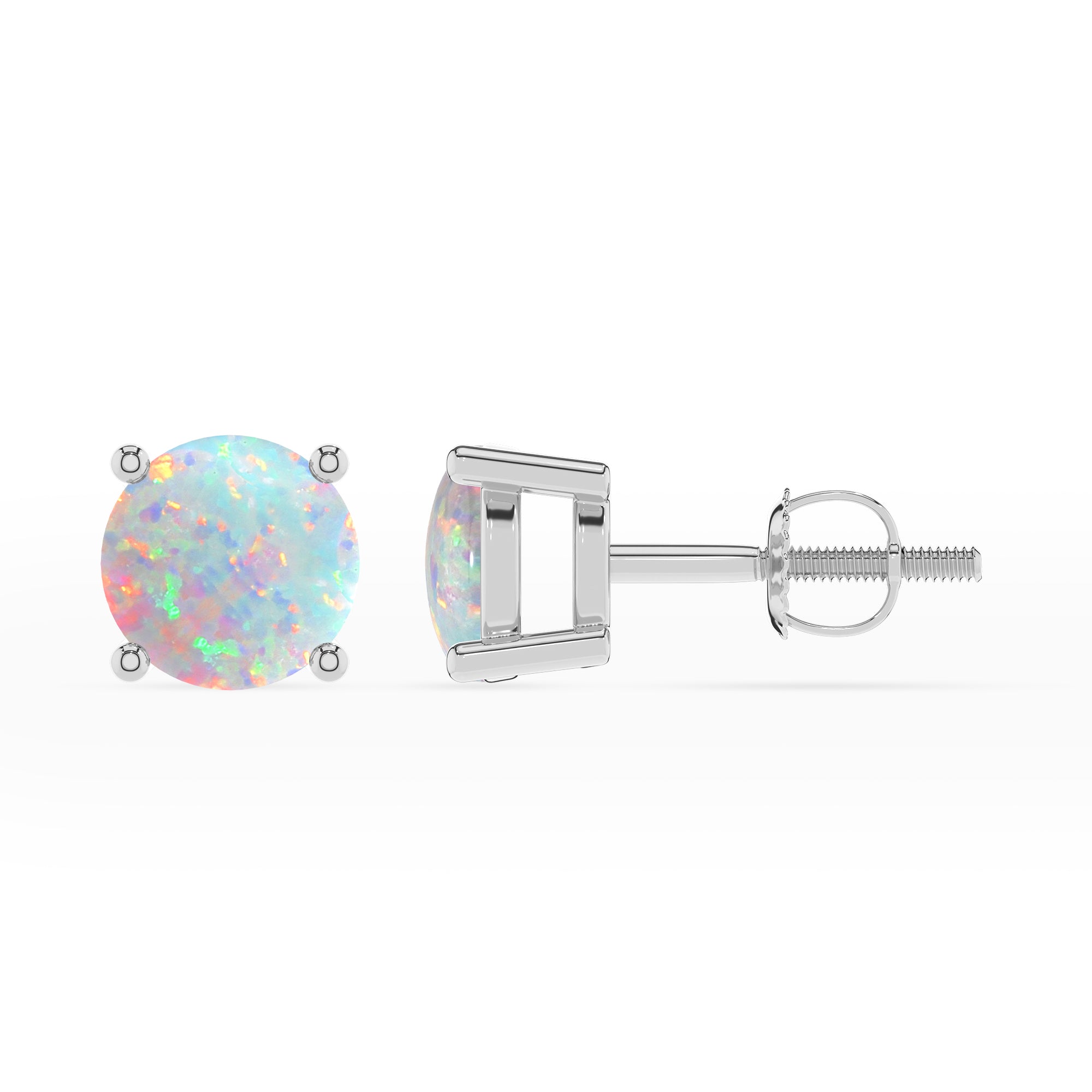 lab grown opal round stud earrings 