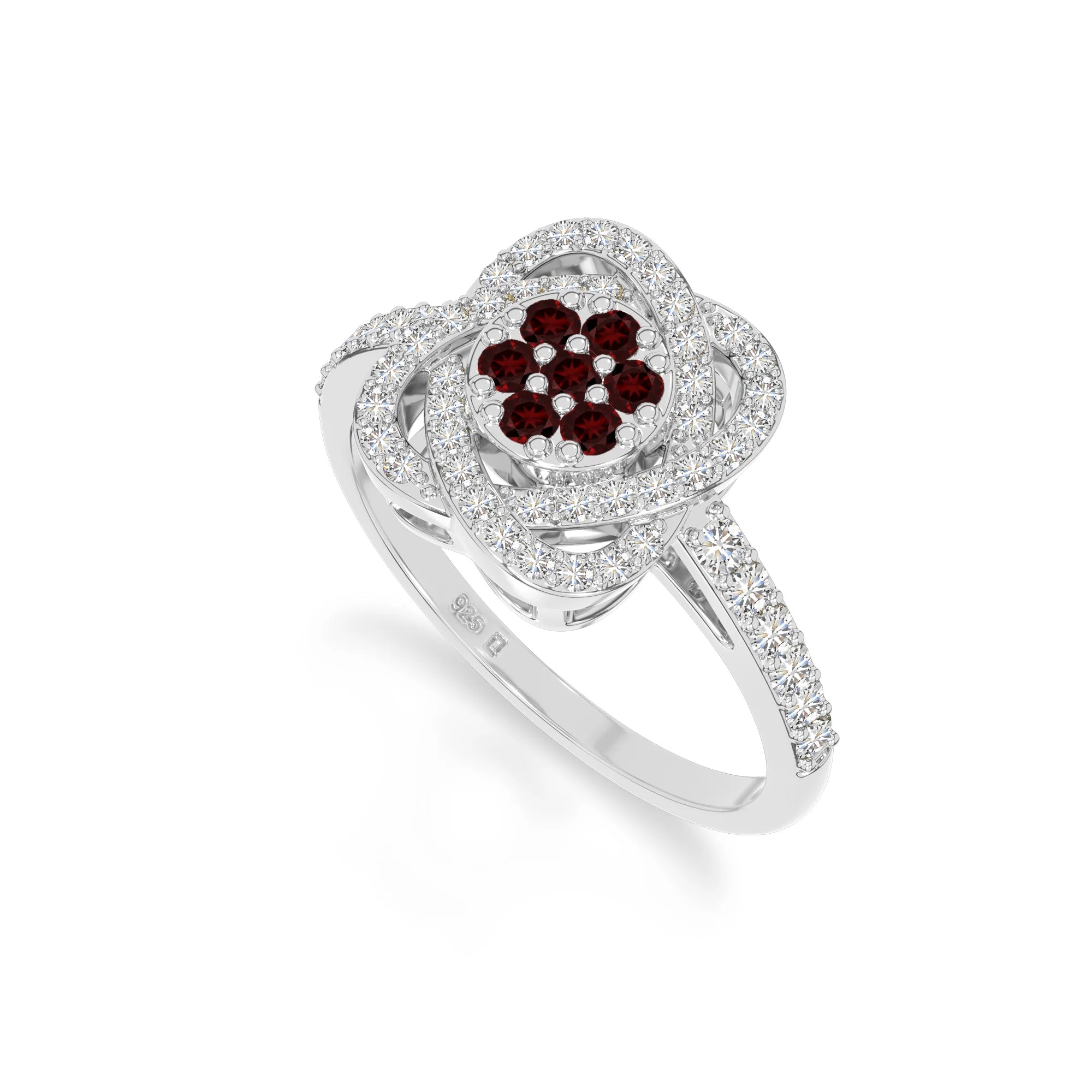 natural garnet infinity promise rings in sterling silver 