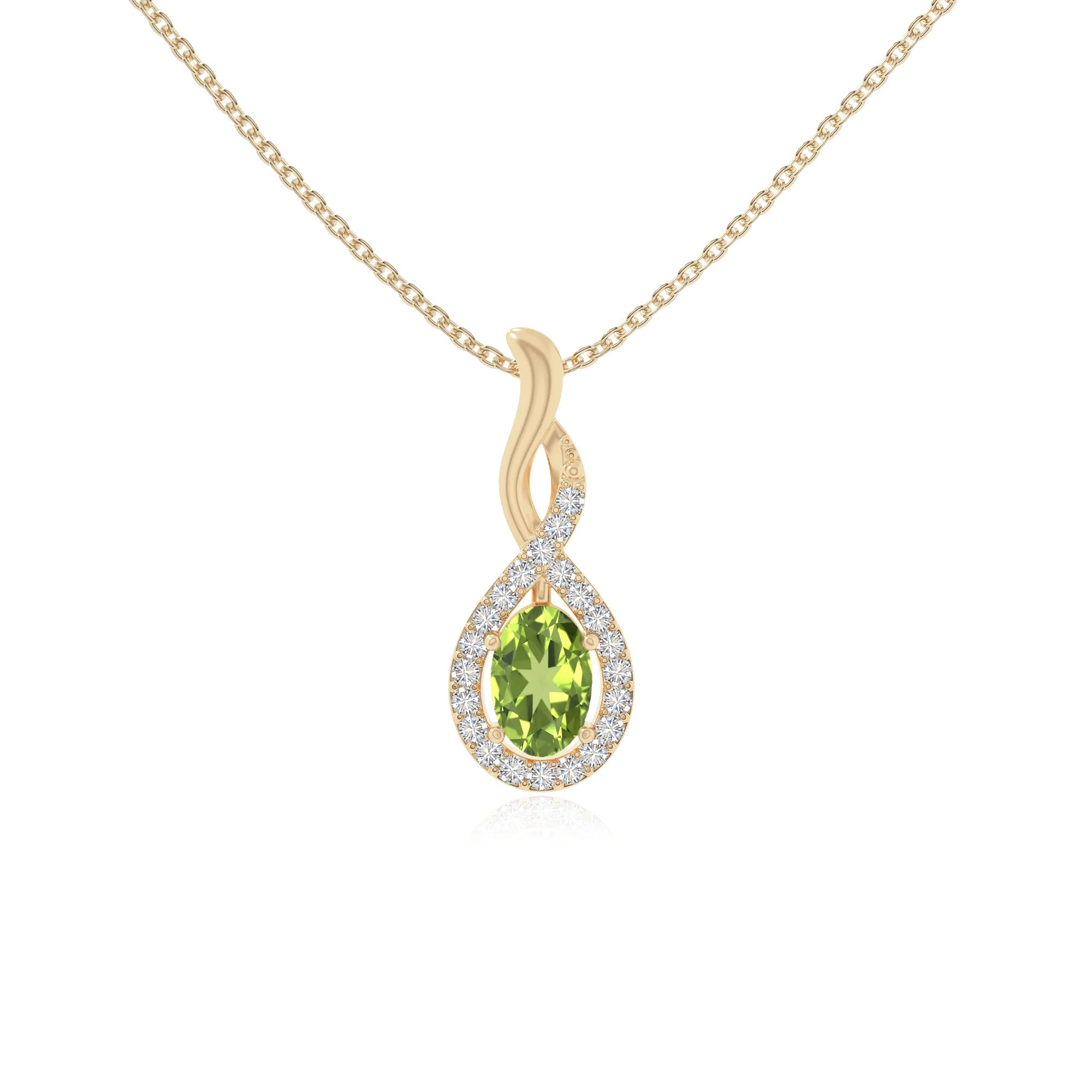 peridot infinity necklaces in yellow gold vermeil 