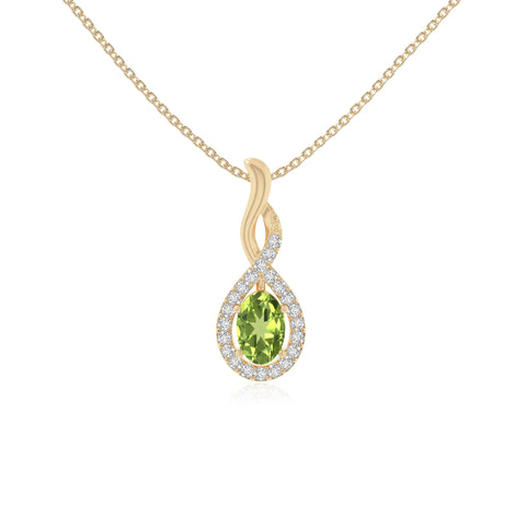peridot infinity necklaces in yellow gold vermeil 