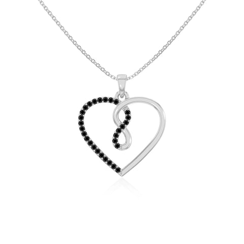 natural black-onyx infinity heart necklaces in sterling silver 