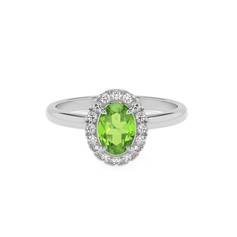 natural peridot oval halo solitaire engagement ring