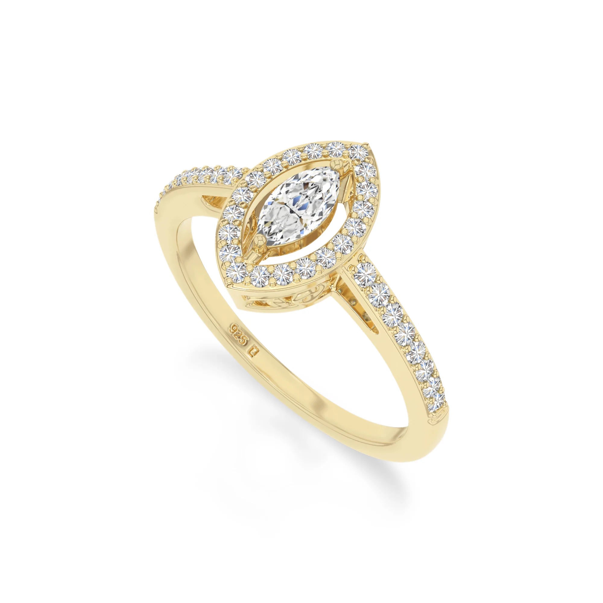 natural moissanite solitaire halo engagement rings in yellow gold vermeil