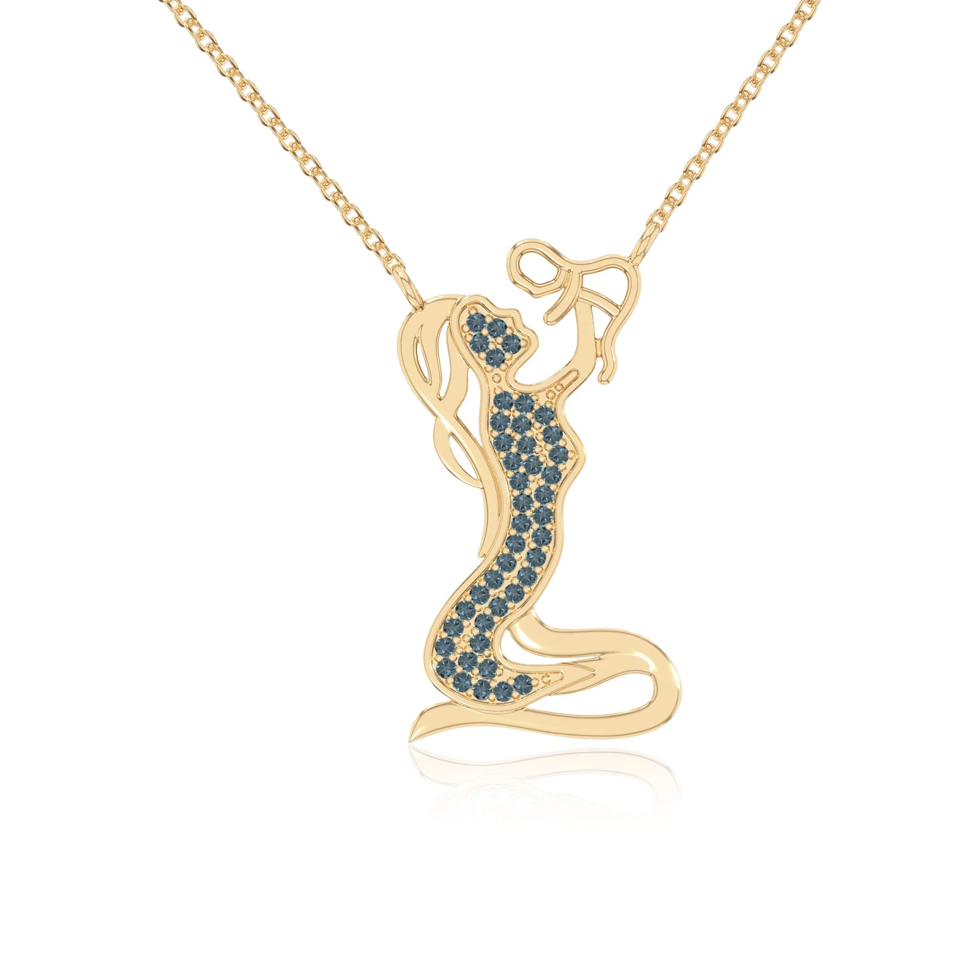 natural london-blue-topaz mother child necklaces in yellow gold vermeil 