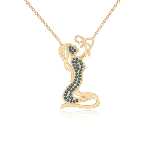 natural london-blue-topaz mother child necklaces in yellow gold vermeil 
