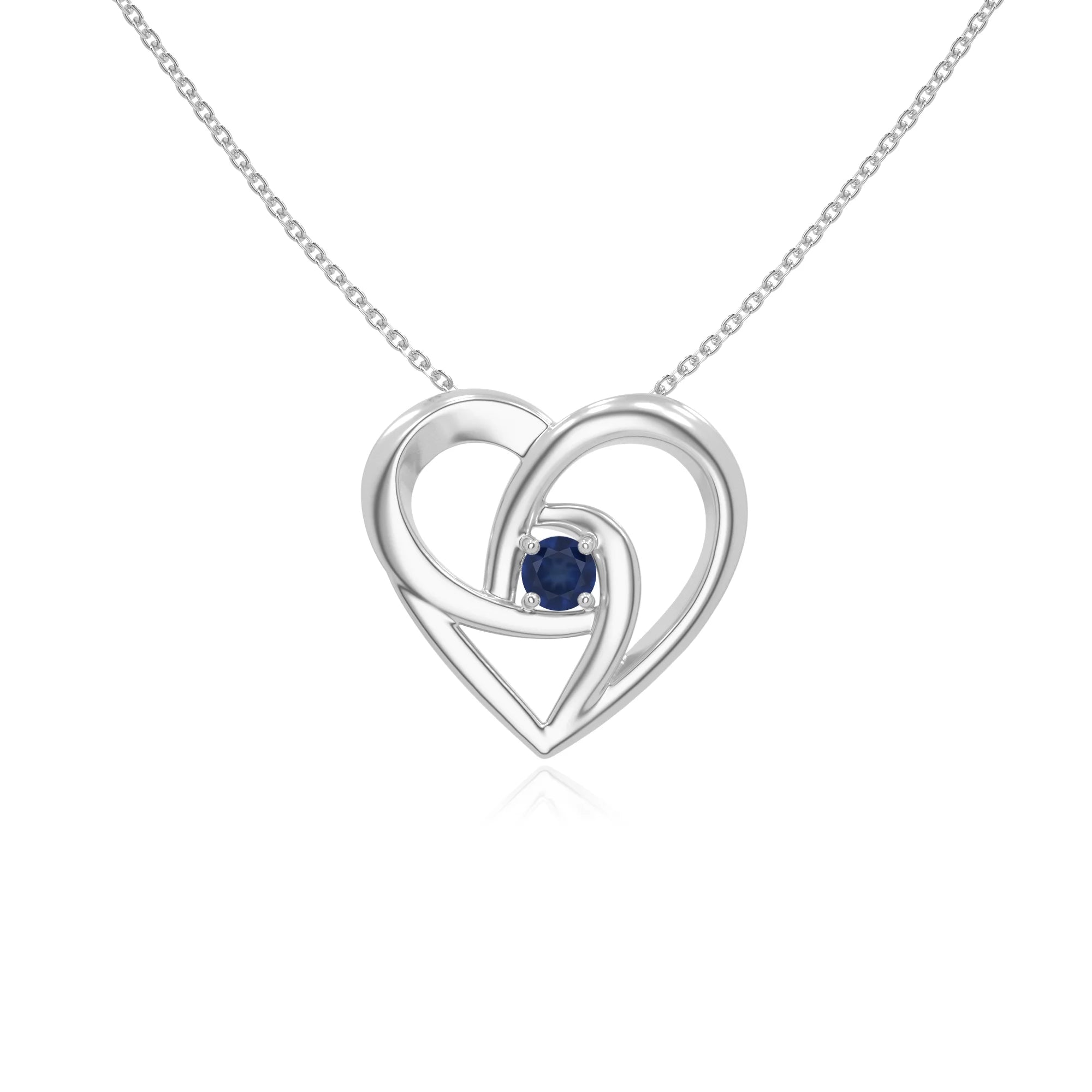 natural blue-sapphire floral heart necklaces in sterling silver 