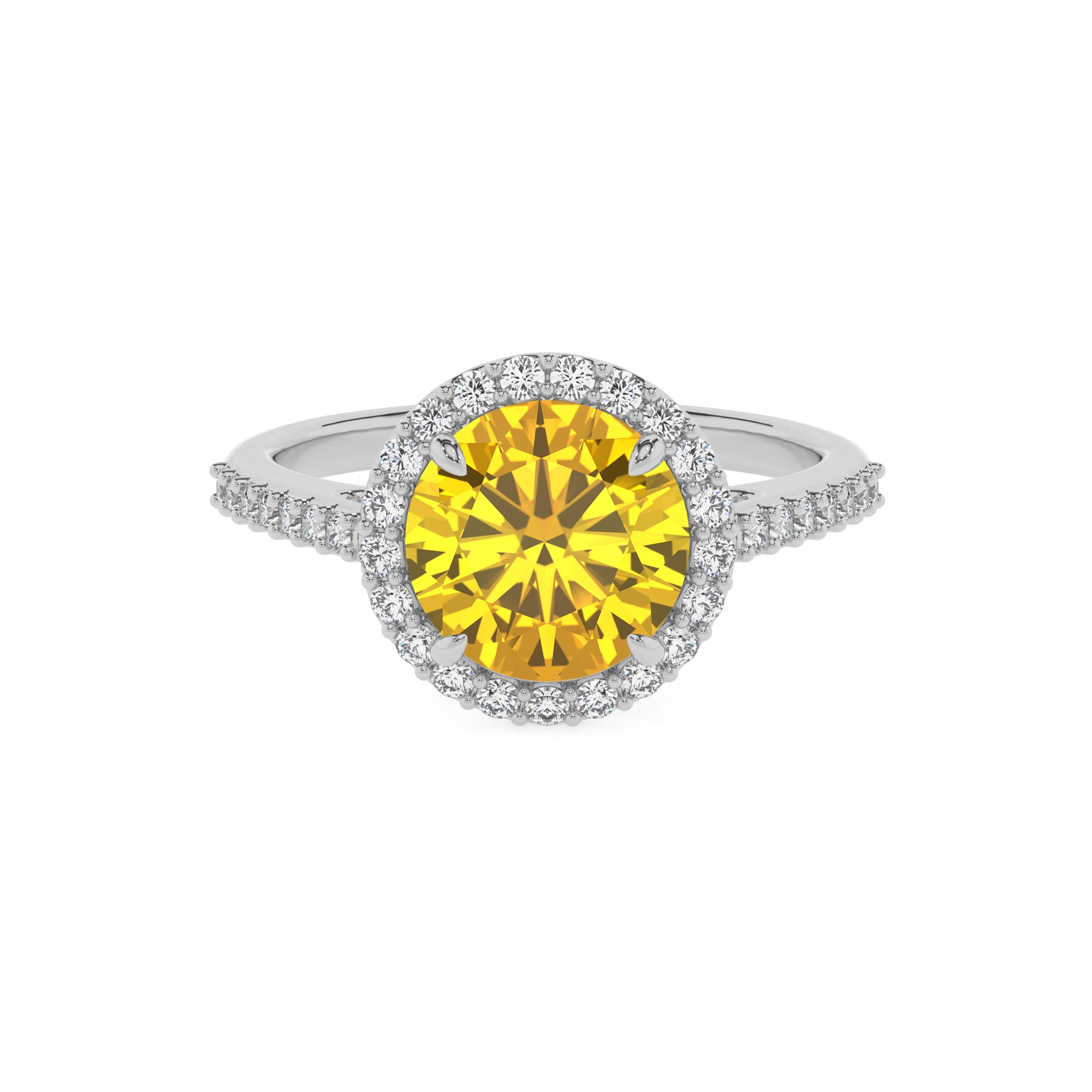 lab-grown yellow-sapphire round half eterity halo solitaire engagement ring