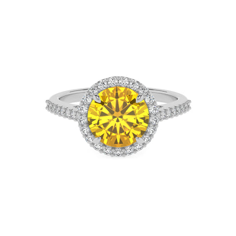 lab-grown yellow-sapphire round half eterity halo solitaire engagement ring