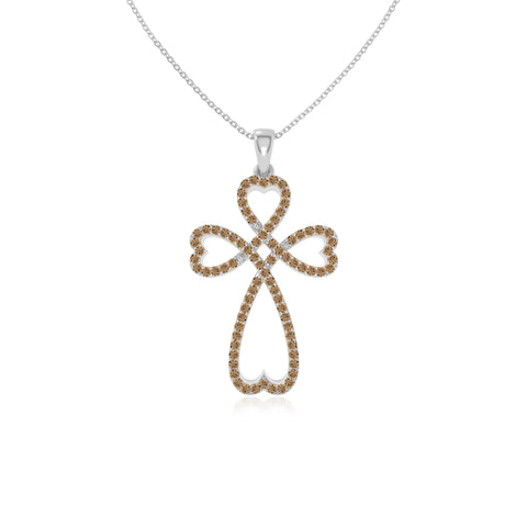natural citrine infinity cross necklaces in sterling silver 