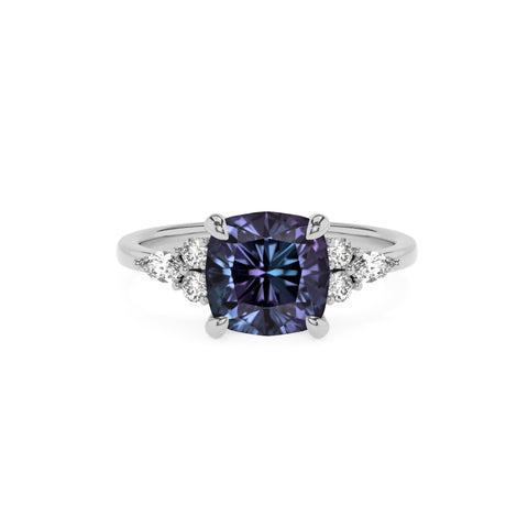 lab grown alexandrite cushion solitaire engagement ring