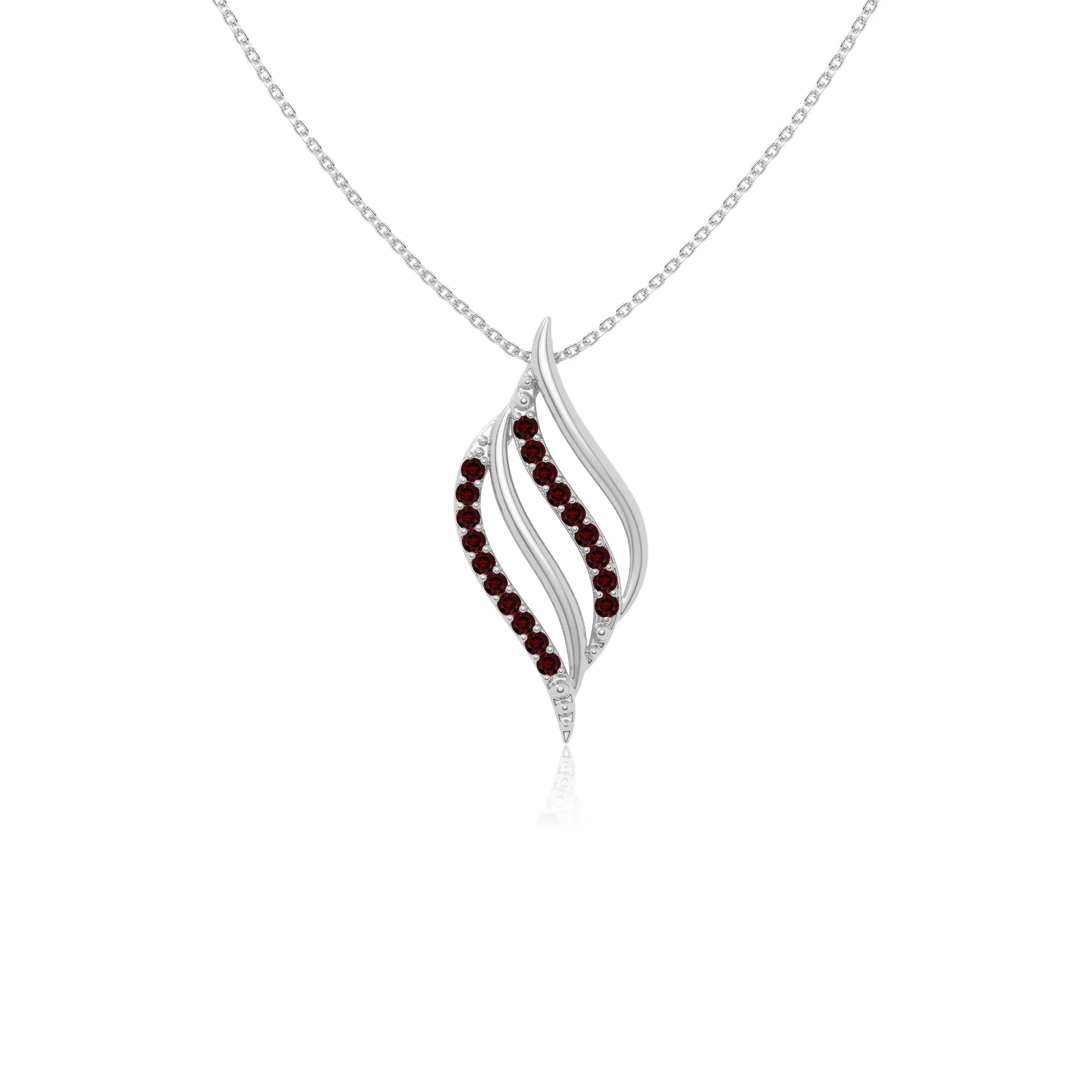 natural garnet flame necklaces in sterling silver 