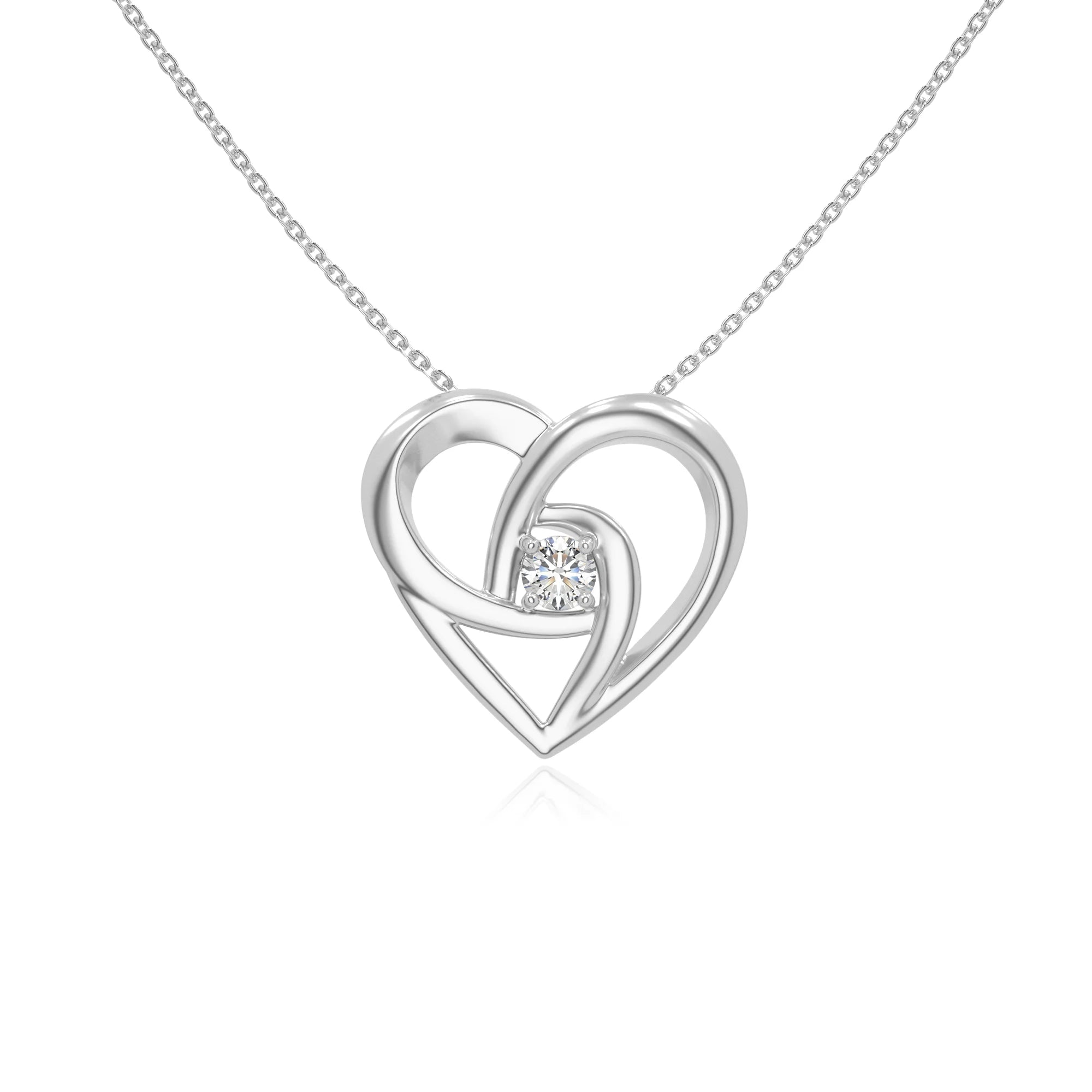 moissanite floral heart necklaces in sterling silver 
