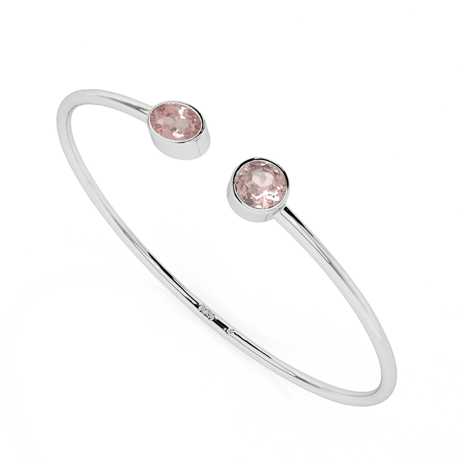 natural rose-quartz round-oval shape 2-stone twister bracelet