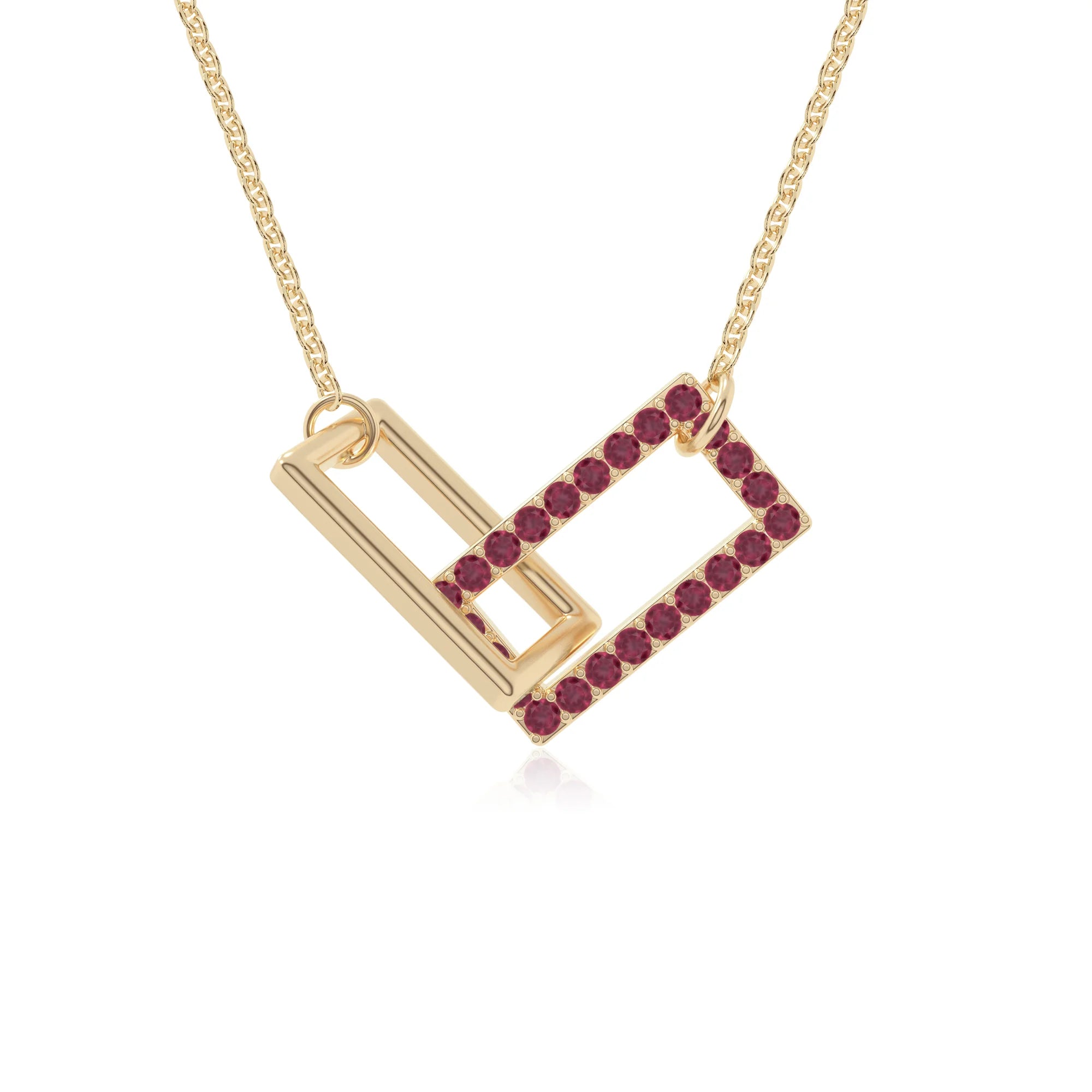natural ruby interlock necklaces in yellow gold vermeil 