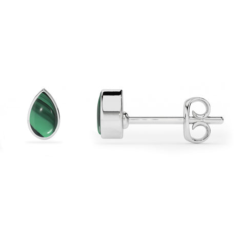 natural malachite pear shape stud earrings