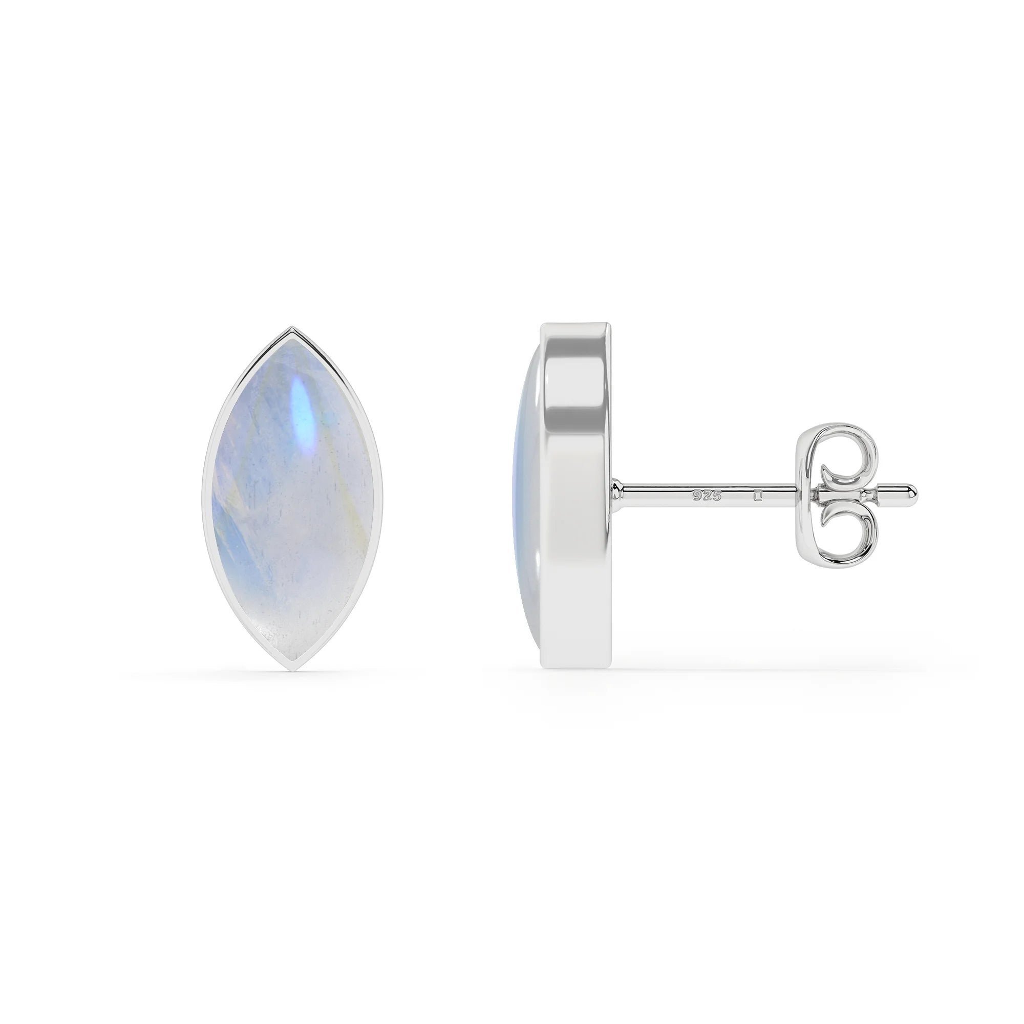 natural rainbow moonstone marquise shape stud earrings