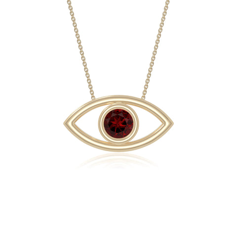 natural garnet evil eye necklaces in yellow gold vermeil 