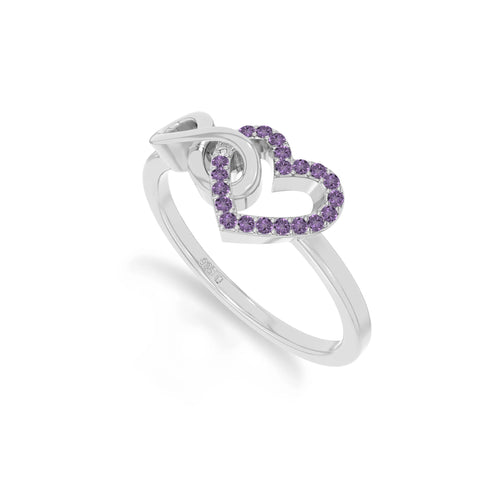natural amethyst infinity heart promise rings in sterling silver 