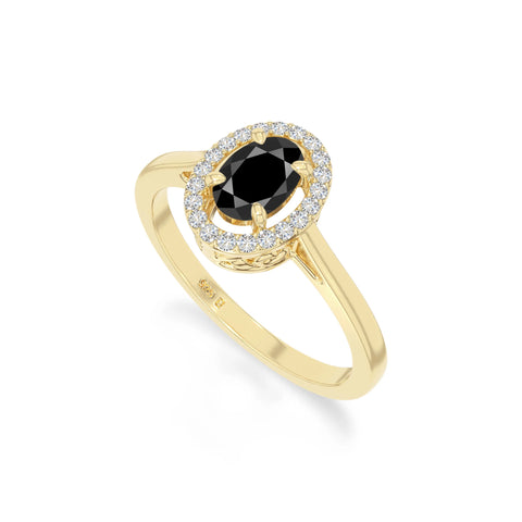 natural black onyx solitaire halo engagement rings in yellow gold vermeil