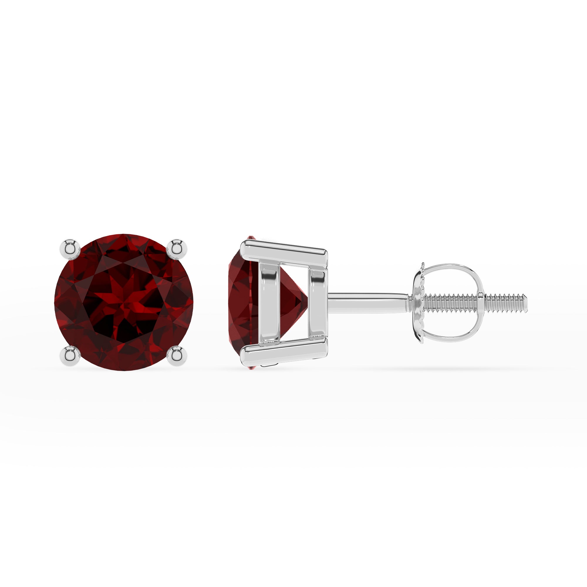 natural garnet round stud earrings 