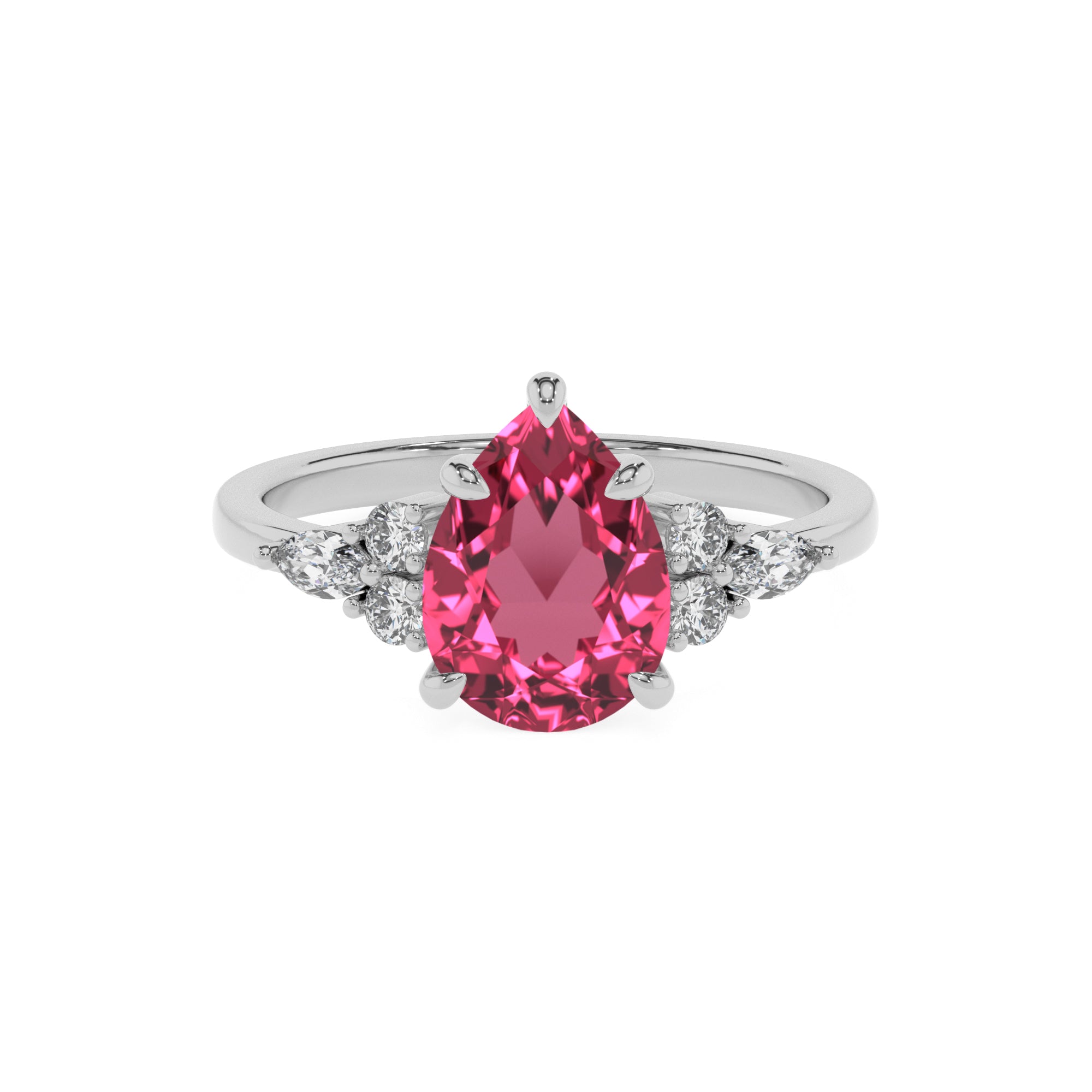 lab-grown pink-tourmaline pear solitaire engagement ring