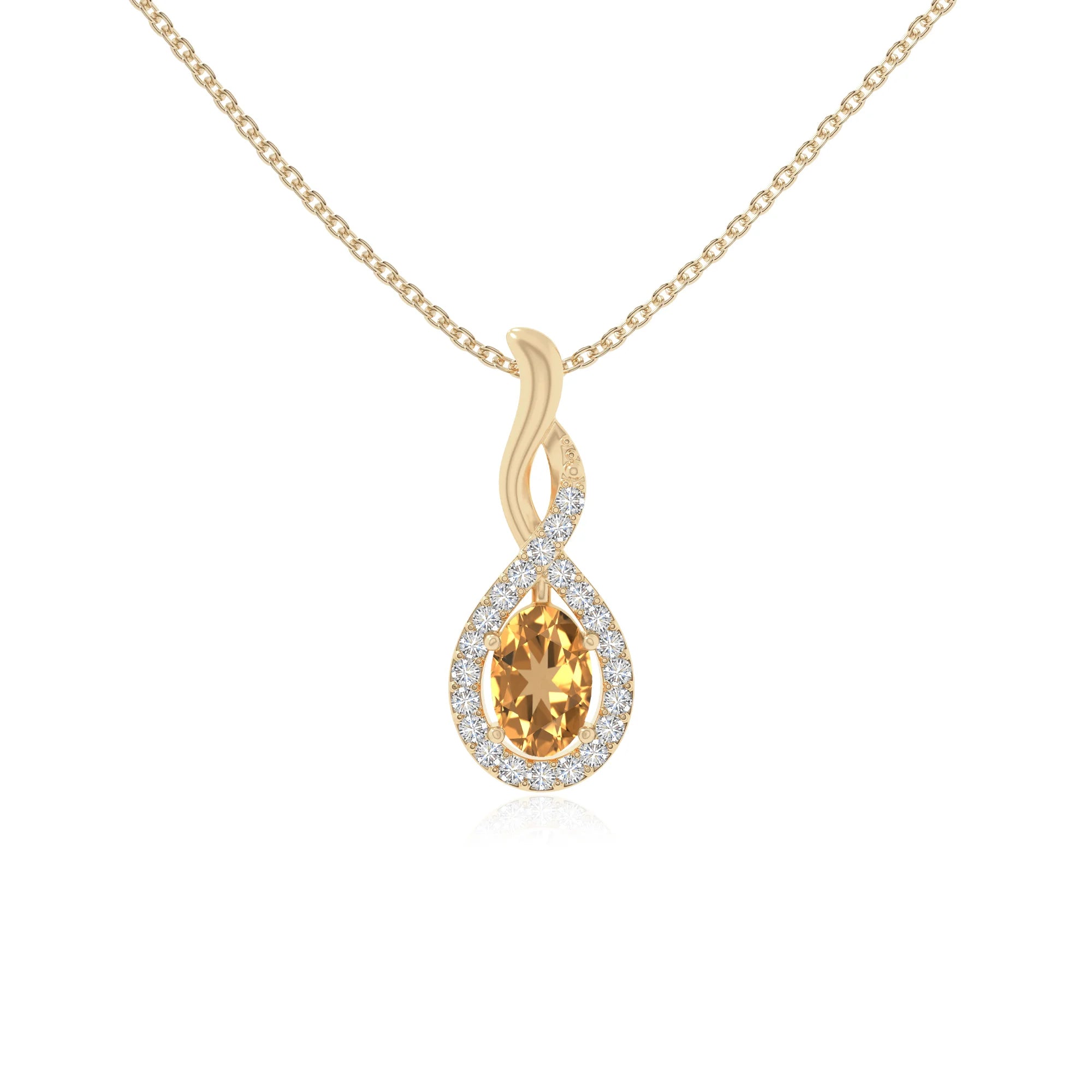 natural citrine infinity necklaces in yellow gold vermeil 
