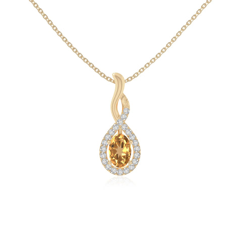 natural citrine infinity necklaces in yellow gold vermeil 