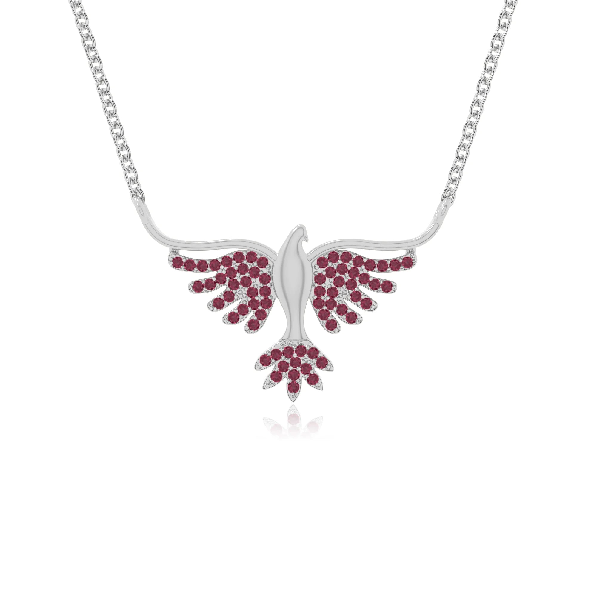 natural ruby phoenix eagle necklaces in sterling silver 