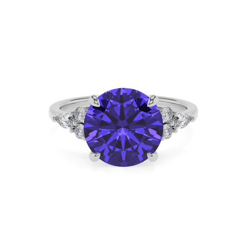 lab-grown tanzanite round solitaire engagement ring