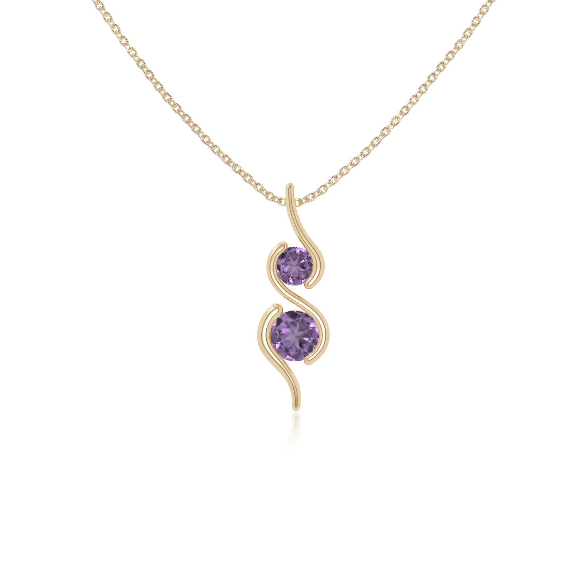 natural amethyst 2 stone infinity necklaces in yellow gold vermeil 