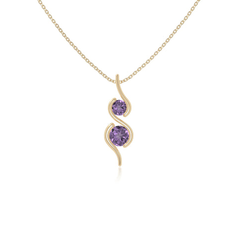 natural amethyst 2 stone infinity necklaces in yellow gold vermeil 