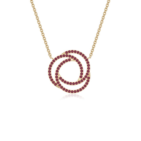 natural ruby infinity love knot necklaces in yellow gold vermeil 
