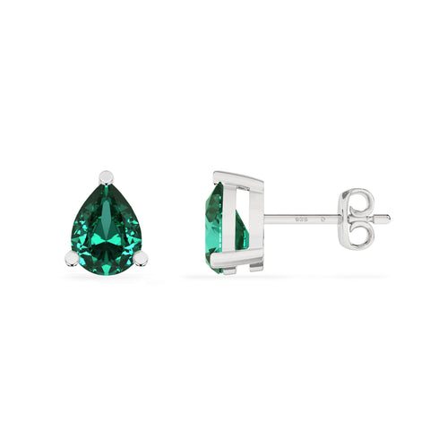 lab grown emerald pear stud earrings 