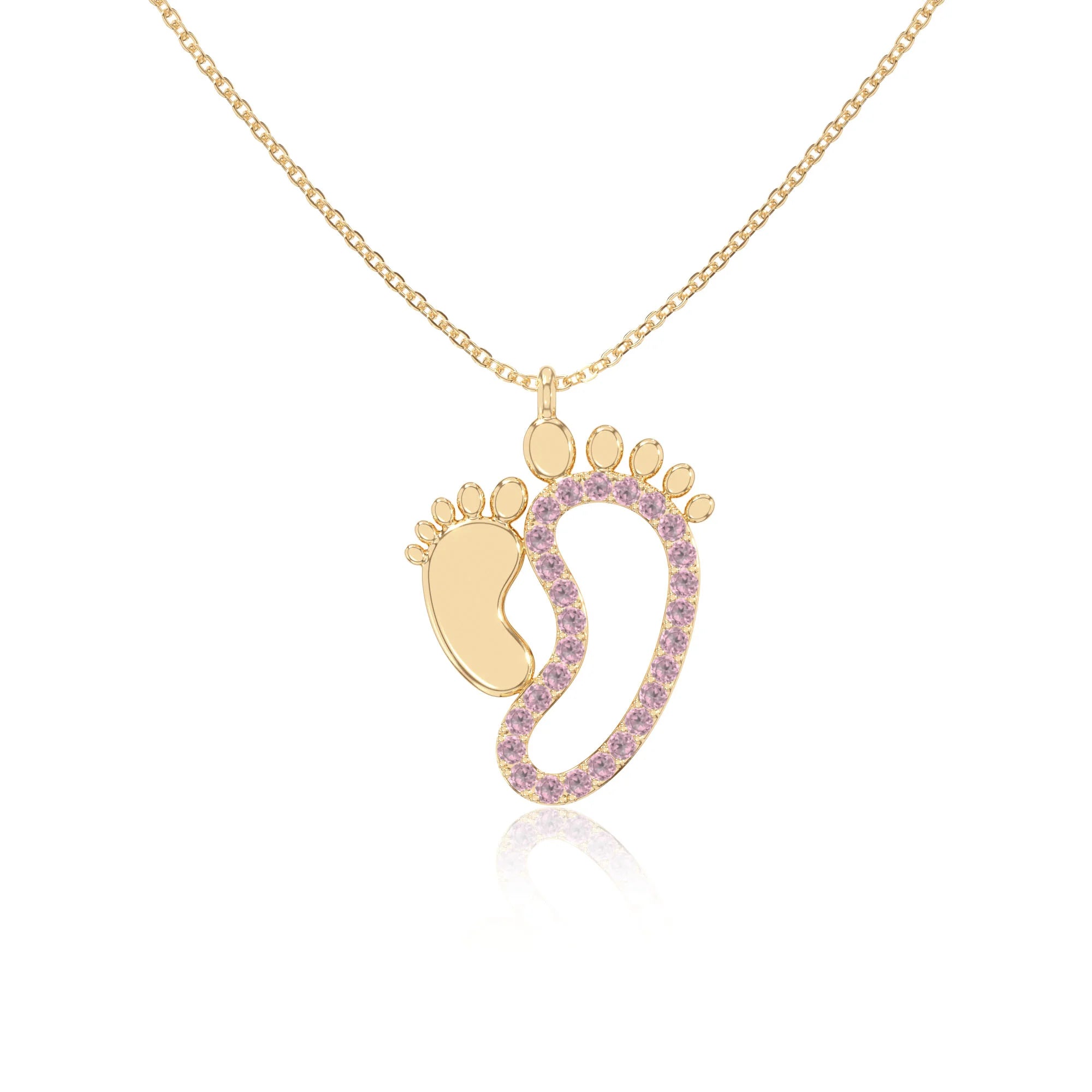 natural pink-tourmaline mother child necklaces in yellow gold vermeil 