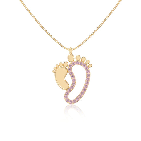 natural pink-tourmaline mother child necklaces in yellow gold vermeil 