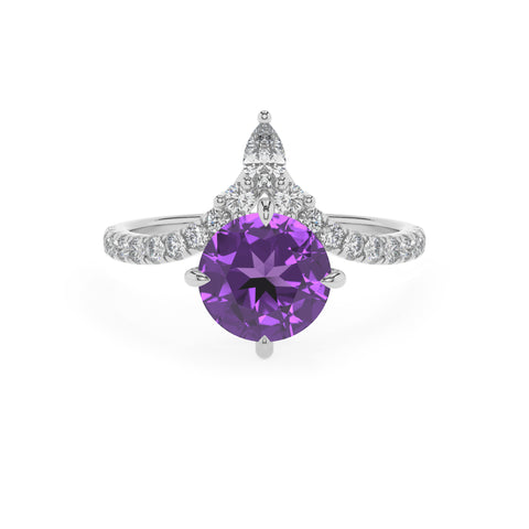 lab grown amethyst round solitaire engagement ring