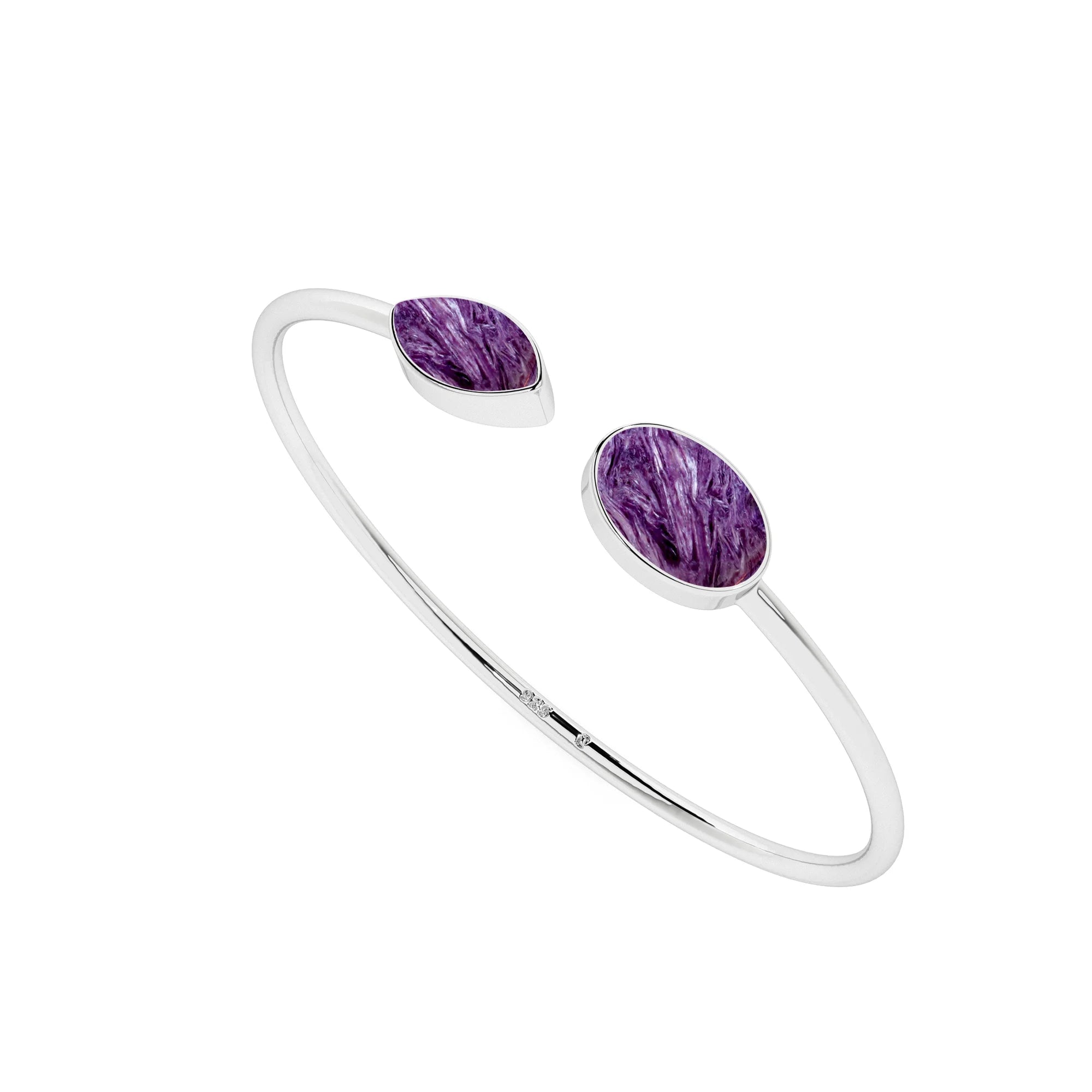 natural charoite oval-marquise shape twister bracelet