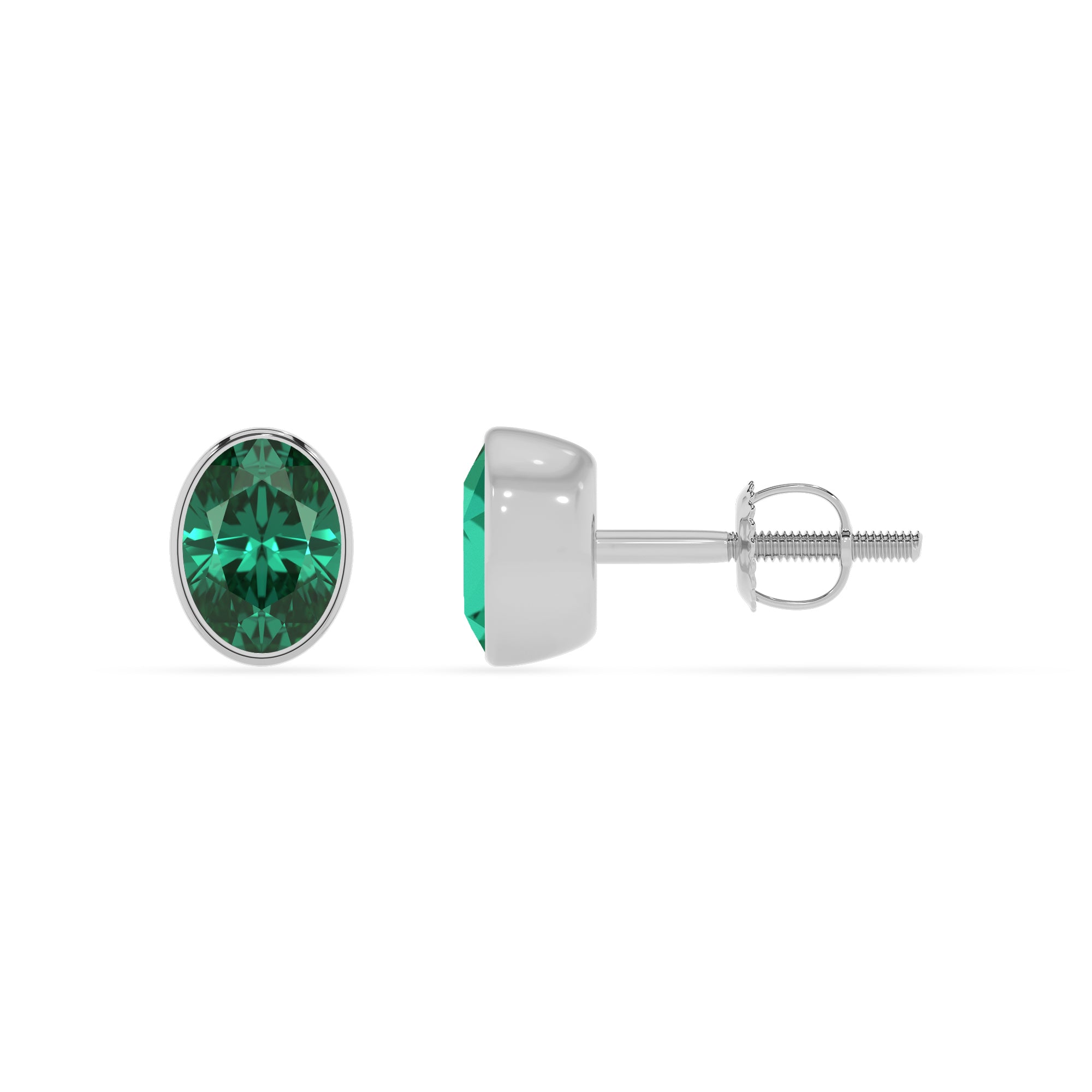 lab grown emerald oval stud earrings 