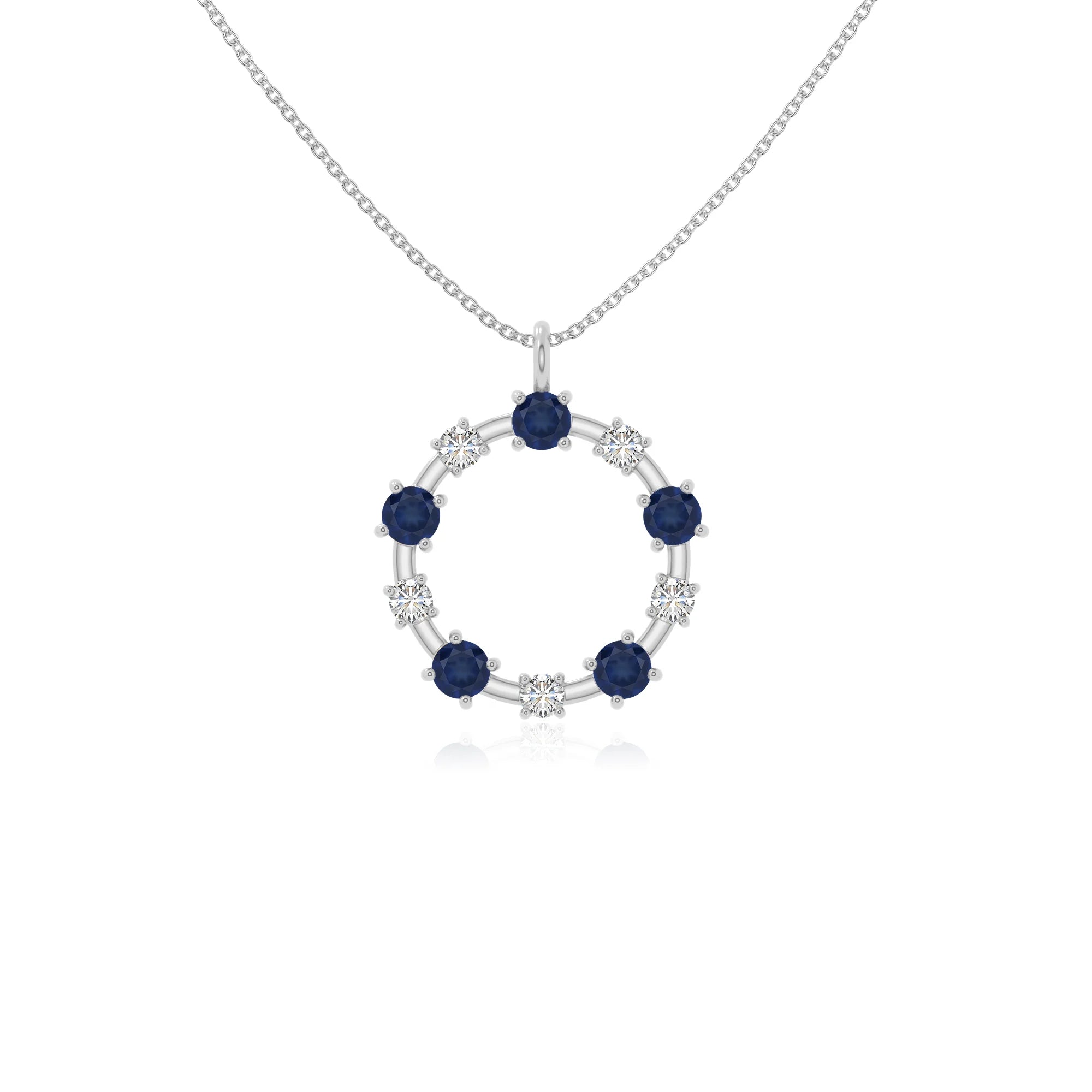 natural blue-sapphire infinity love knot necklaces in sterling silver 